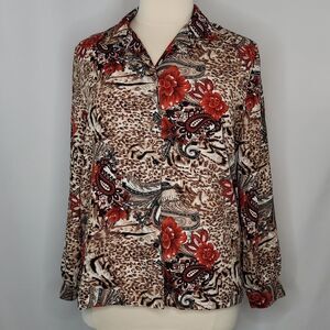 Allison Daley Brown Floral Long Sleeve Top